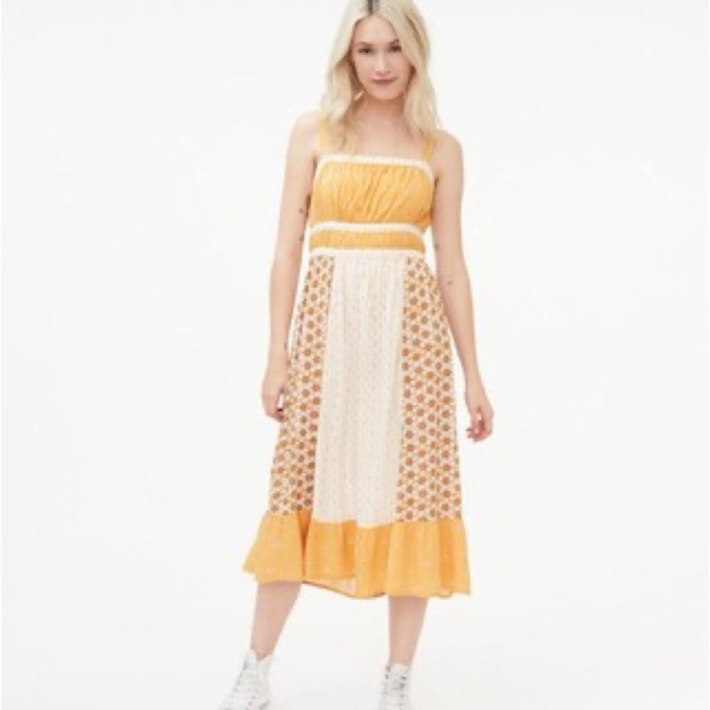 Aeropostale Yellow and Cream Midi Dress